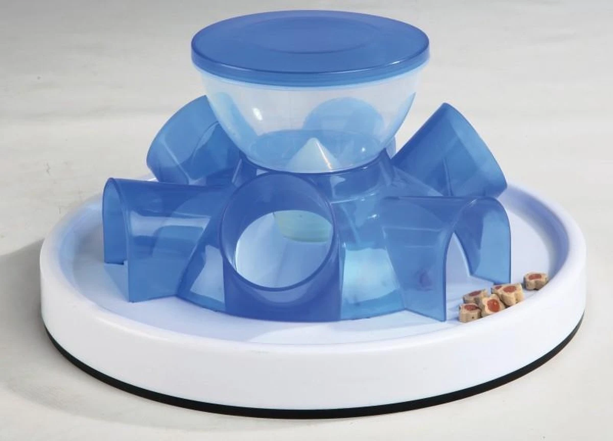 TRIXIE Kattenspeelgoed Tunnel Feeder Strategiespel - Blauw 3 TRIXIE Kattenspeelgoed Tunnel Feeder Strategiespel - Blauw - Afbeelding 3