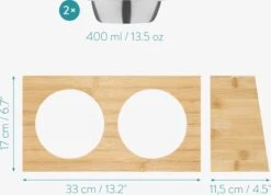 Navaris Verhoogd Dubbel Dieren Voedingsstation - 2 Kommen Voor Katten En Kleine Honden - Roestvrij Staal - Verhoogde Bamboe Standaard -Huisdierbenodigdheden 1200x864 16