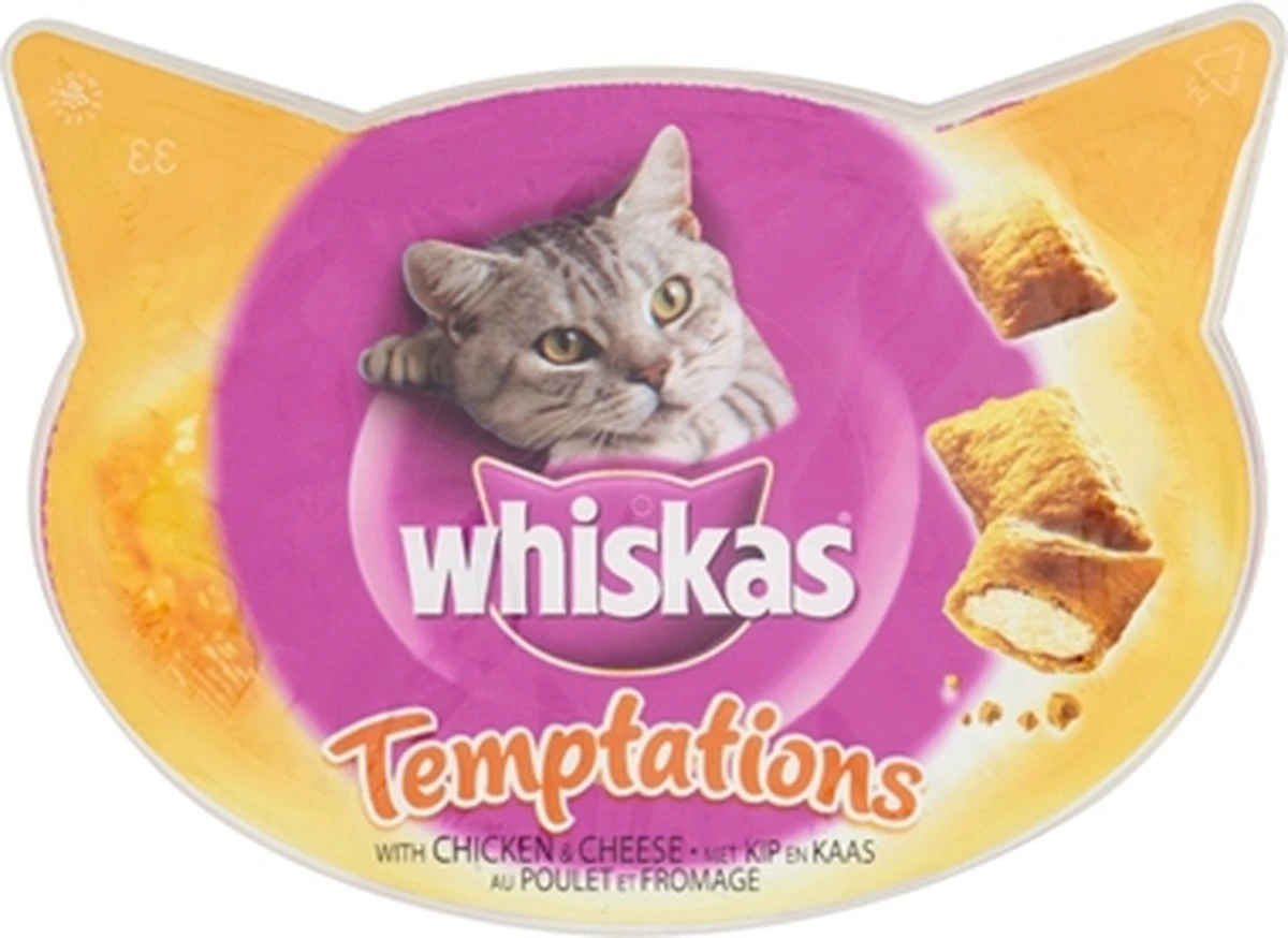 Whiskas Temptations Kattensnacks - Kip En Kaas - 8 X 60 Gr 2 Whiskas Temptations Kattensnacks - Kip En Kaas - 8 X 60 Gr - Afbeelding 2