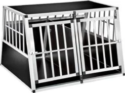 Topmast - Hondenbench - Autobench - Transportkooi + Dubbel 2 Deurs Met Tussenwand 104 X 91 X70 Cm