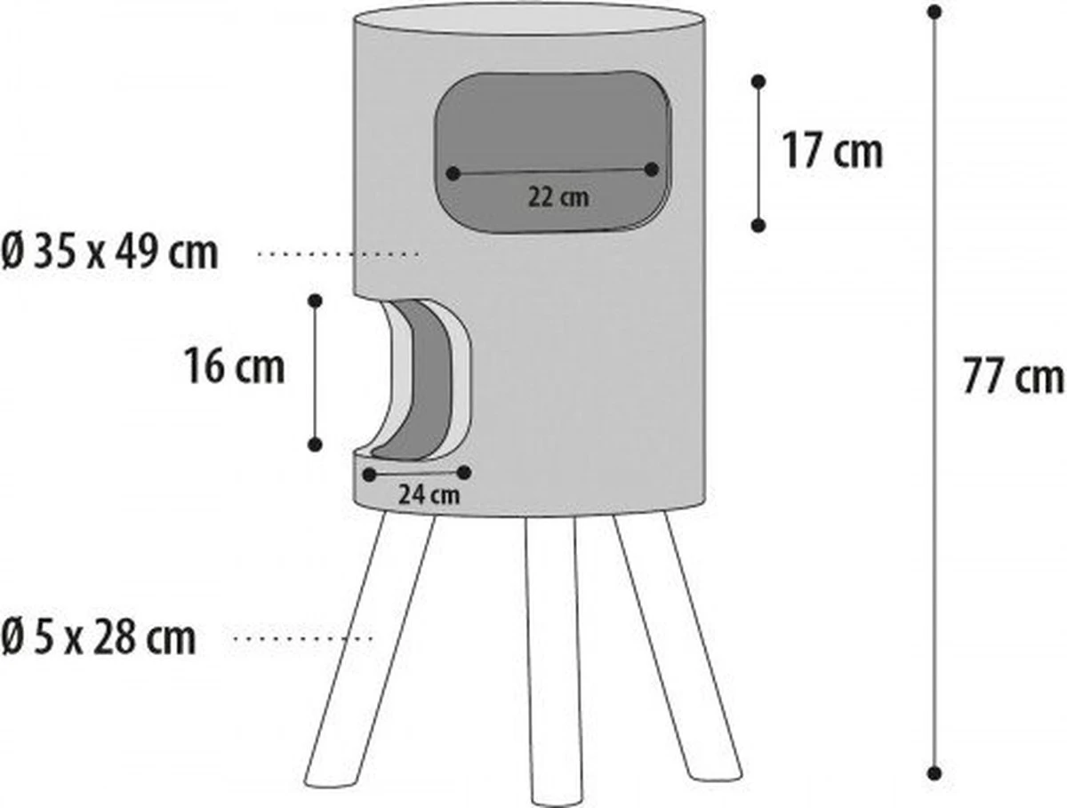 Zooselect - Krabton Nordic Home Dubbel - Grijs - 39.5x40x77cm 2 Zooselect - Krabton Nordic Home Dubbel - Grijs - 39.5x40x77cm - Afbeelding 2