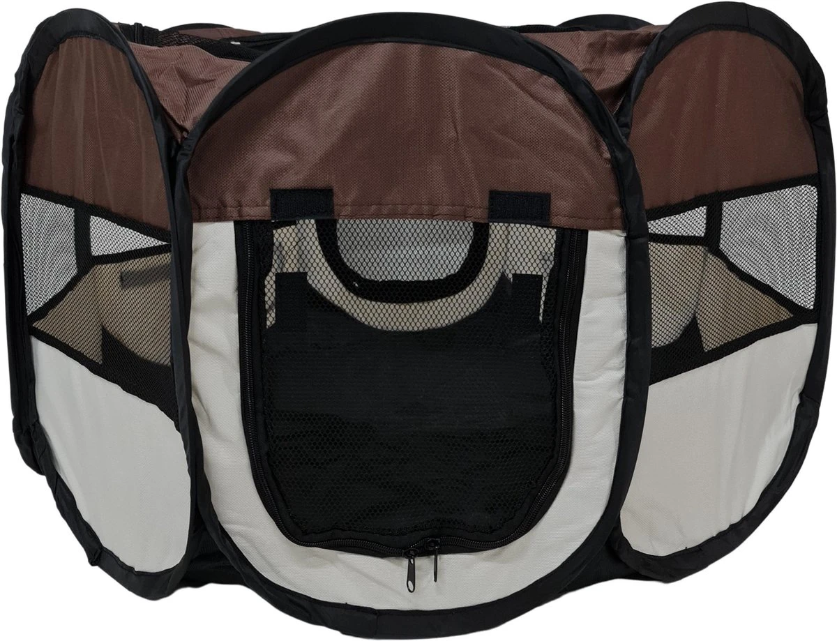 Dailyibed Opvouwbare Puppyren - Bruin - 115x115x58 Cm - Incl. Draagtas - Incl. Voederbak 1 Dailyibed Opvouwbare Puppyren - Bruin - 115x115x58 Cm - Incl. Draagtas - Incl. Voederbak
