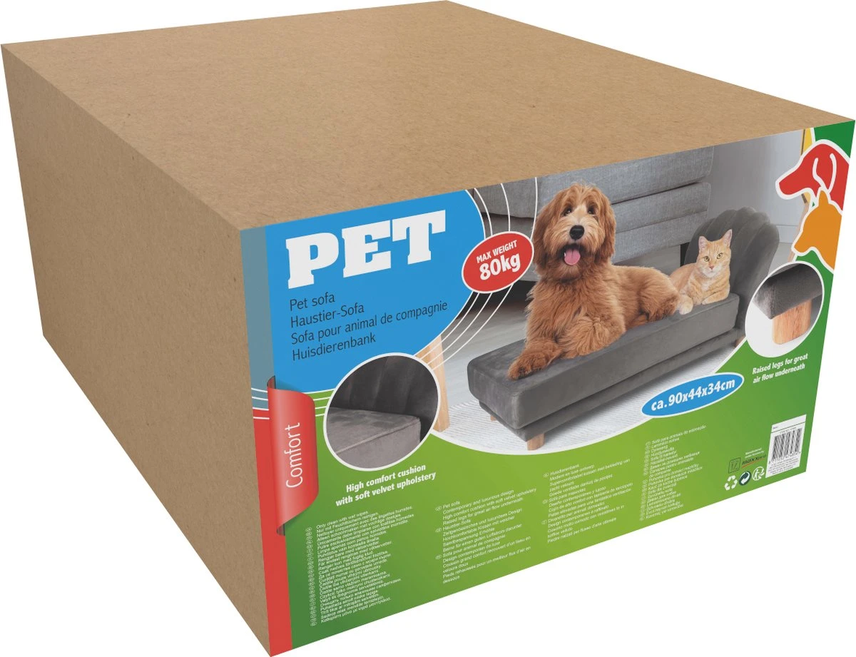 Maxxpro Katten- En Hondenbank - Grijs - Verhoogd Met Houten Poten - Fluweel Materiaal - 90 X 44 X 34 Cm - Huisdieren Tot 80 KG 5 Maxxpro Katten- En Hondenbank - Grijs - Verhoogd Met Houten Poten - Fluweel Materiaal - 90 X 44 X 34 Cm - Huisdieren Tot 80 KG - Afbeelding 5