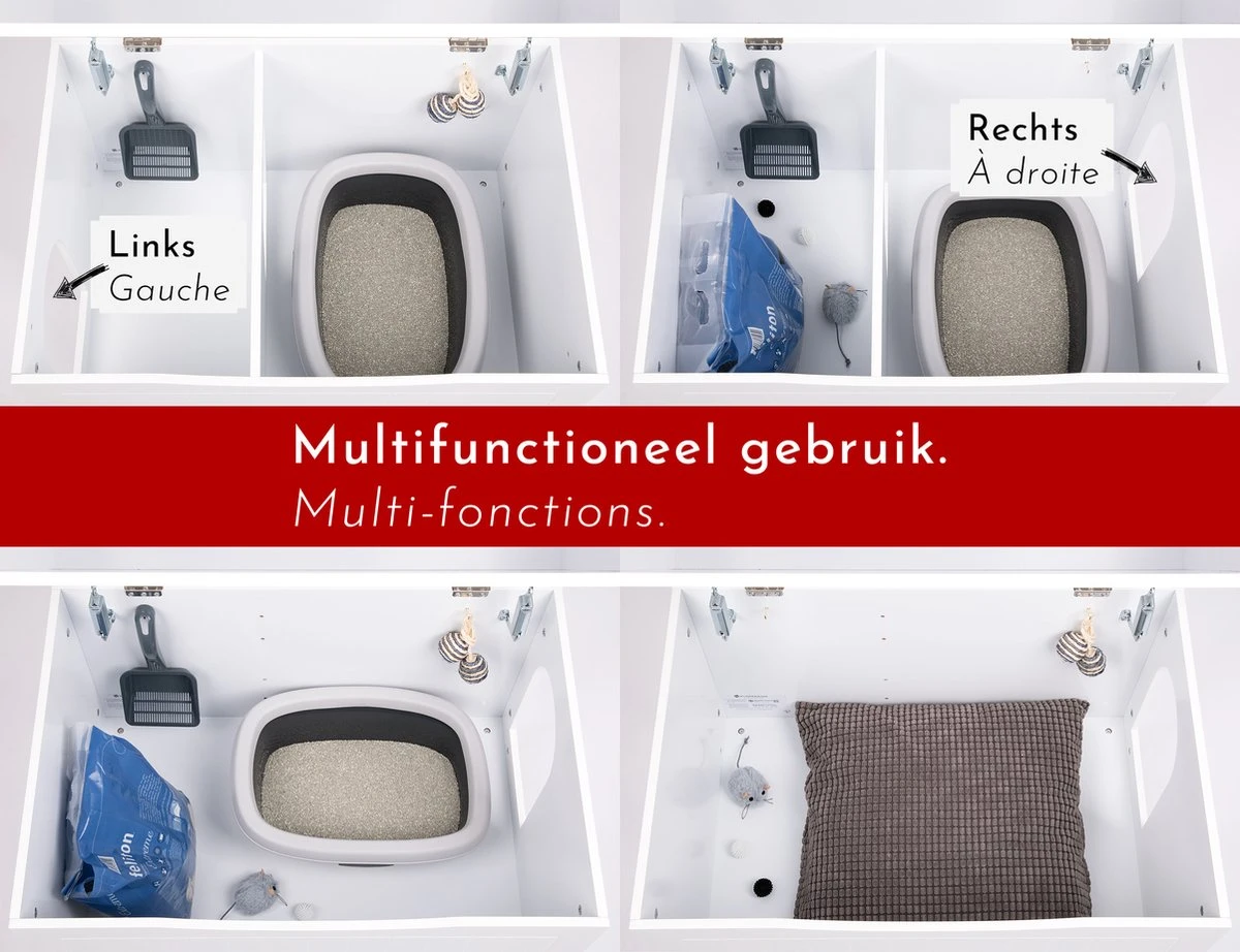 WONDERMAKE® Grote Kattenkast Houten Voor Kattenbak-box Kattentoilet, XL-kattenbak Dressoir Kastje, Designer Kattenhuis Met Kattenhol Kattenmand, Kasten Kast Voor Badkamer, 73,5 X 51,5 X 57 Cm, Wit 2 WONDERMAKE® Grote Kattenkast Houten Voor Kattenbak-box Kattentoilet, XL-kattenbak Dressoir Kastje, Designer Kattenhuis Met Kattenhol Kattenmand, Kasten Kast Voor Badkamer, 73,5 X 51,5 X 57 Cm, Wit - Afbeelding 2