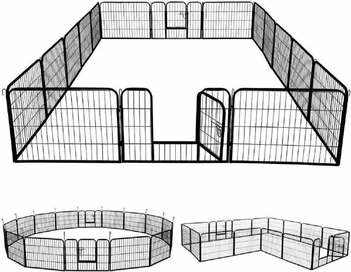 MaxxPet Puppyren - Hondenbench - Hondenren- Puppyren Met 16 Kennelpanelen- Staal - 80 X 80 Cm 1 MaxxPet Puppyren - Hondenbench - Hondenren- Puppyren Met 16 Kennelpanelen- Staal - 80 X 80 Cm