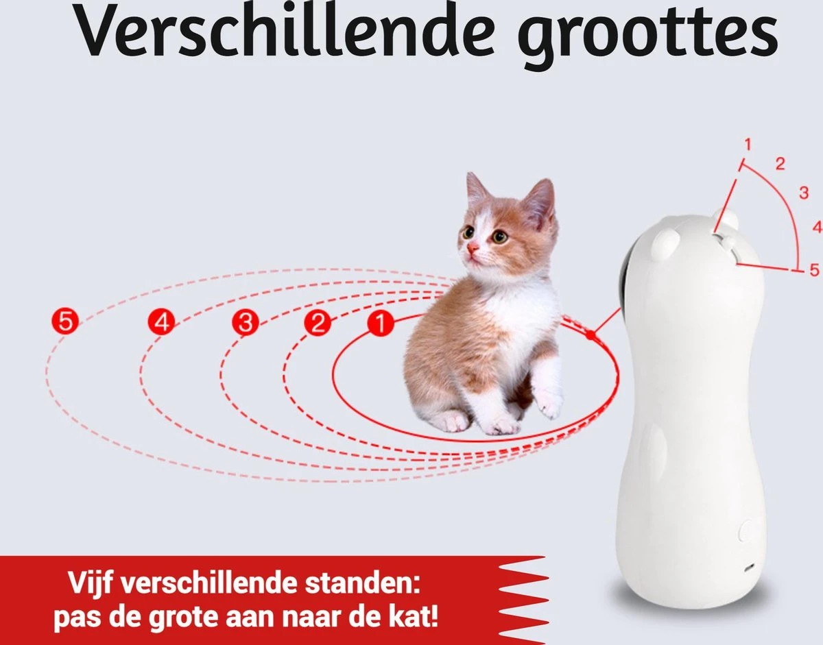 Merkloos Automatisch Kattenspeeltje Laser Intelligent Interactief Voor Katten – Laser Kat – 3 Verschillende Standen – Incl. Oplaadkabel – Geruisloze Motor 4 Merkloos Automatisch Kattenspeeltje Laser Intelligent Interactief Voor Katten – Laser Kat – 3 Verschillende Standen – Incl. Oplaadkabel – Geruisloze Motor - Afbeelding 4