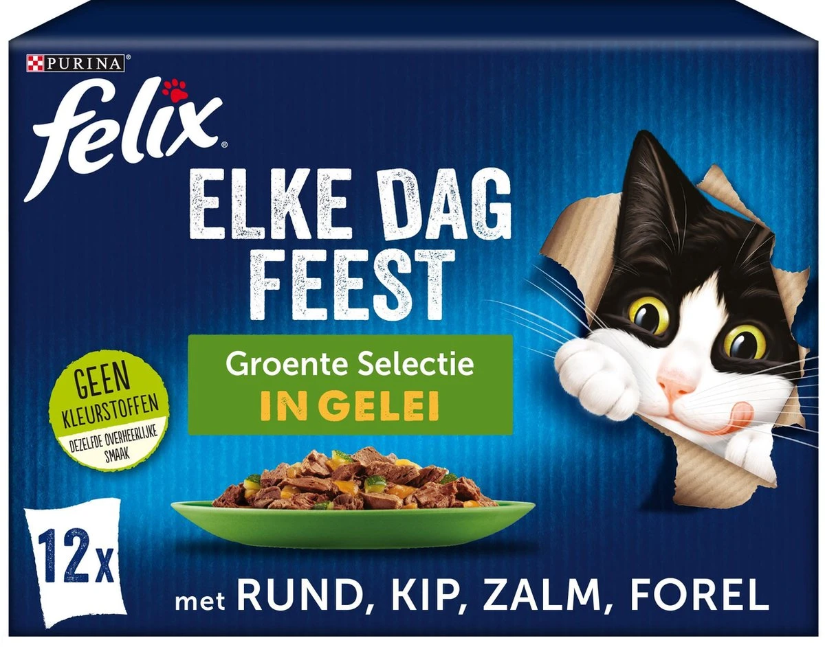 Felix Elke Dag Feest Groente Selectie In Gelei - Katten Natvoer - 48 X 85g 1 Felix Elke Dag Feest Groente Selectie In Gelei - Katten Natvoer - 48 X 85g