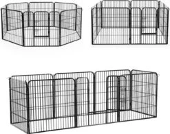 Merkloos Hondenren - Puppyren - Hondenkennel - 8 Kennelpanelen - Staal - 80 Cm Hoog - 640 Cm Omtrek - Uitbreidbaar -Huisdierbenodigdheden 1200x945 1