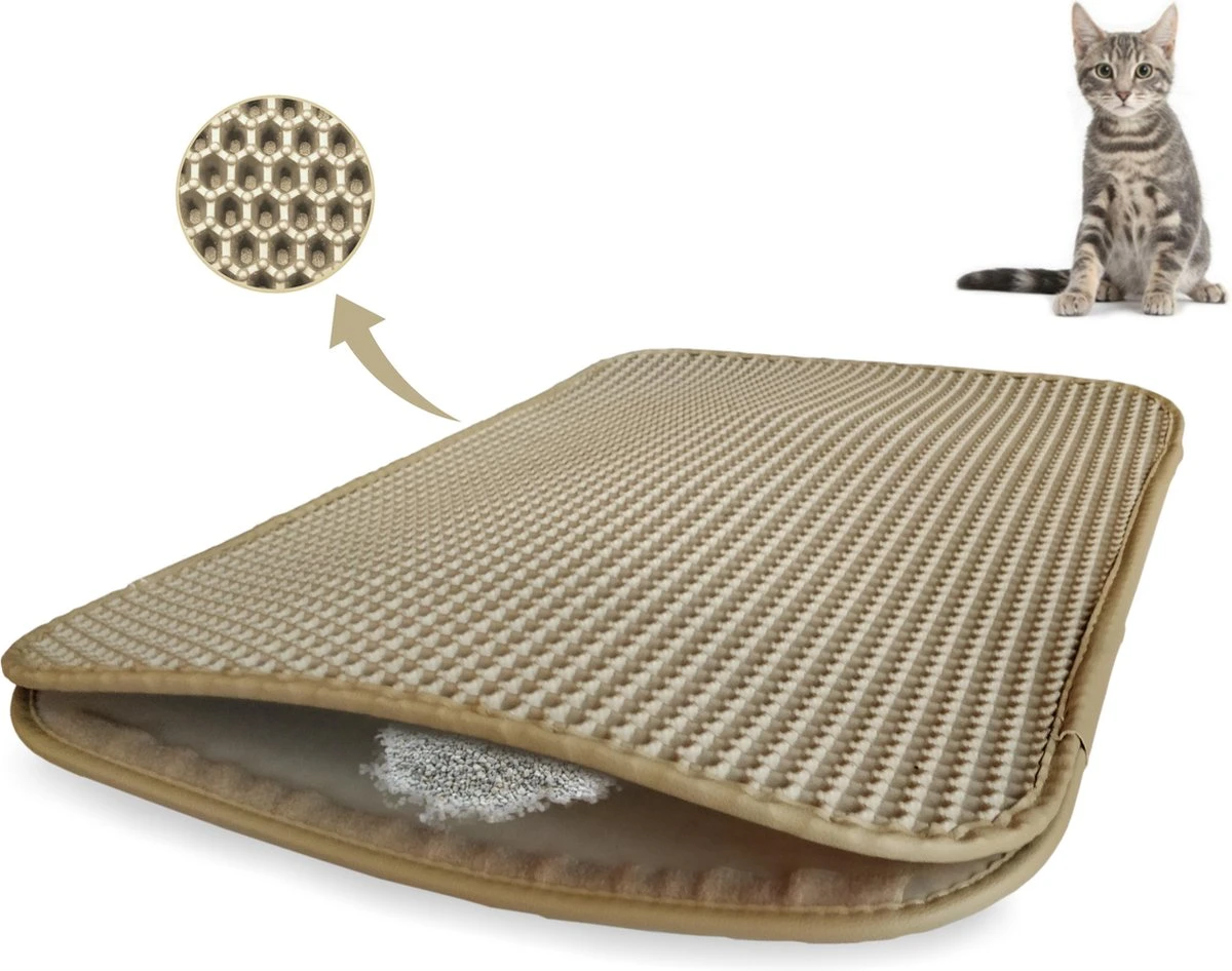Kattenbakmat - 40 X 50 Cm - Creamy White - Uitloopmat Kat - Kattenbakvulling - Opvang Ruimte - Grit Opvanger - Waterdicht - Beige - Eco-friendly - Incl. Speeltje 1 Kattenbakmat - 40 X 50 Cm - Creamy White - Uitloopmat Kat - Kattenbakvulling - Opvang Ruimte - Grit Opvanger - Waterdicht - Beige - Eco-friendly - Incl. Speeltje