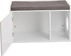 Relaxdays Kattenbak Ombouw - Met Zitkussen - Kattenhuis Wit - Kattenmeubel - Kattenkast -Huisdierbenodigdheden 1200x950 10