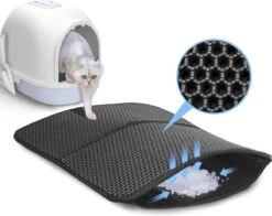Nobleza Kattenbakmat - Kattenmat Met Filter - Kattenbak Accessoires - Grit Opvanger - 3 Lagen - Waterdicht - 60x45 Cm - Opvouwbaar - Zwart