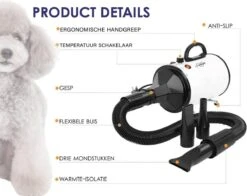 Forgoods Professionele Hondenfohn - Waterblazer Voor Honden - Hondenfohn Met 4 Opzetstukken - 2800W Verstelbaar Vermogen - Roze -Huisdierbenodigdheden 1200x954