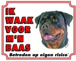 Rottweiler Waakbord - Ik Waak Voor Mijn Baas