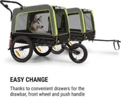 Klarfit Husky Vario 2-in-1 Hondenfietskar Hondenbuggy 240 Liter - Past Bij Alle Fietsen Met 26-28"- 600D Oxford Canvas 9 Klarfit Husky Vario 2-in-1 Hondenfietskar Hondenbuggy 240 Liter - Past Bij Alle Fietsen Met 26-28"- 600D Oxford Canvas -Huisdierbenodigdheden 1200x967