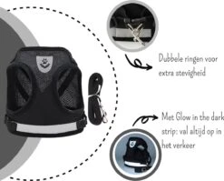 Merkloos Kittentuigje - Kattentuigje Reflecterend - Kattenharnas - Kattentuig Met Looplijn - Zwart - Maat XS -Huisdierbenodigdheden 1200x967 7