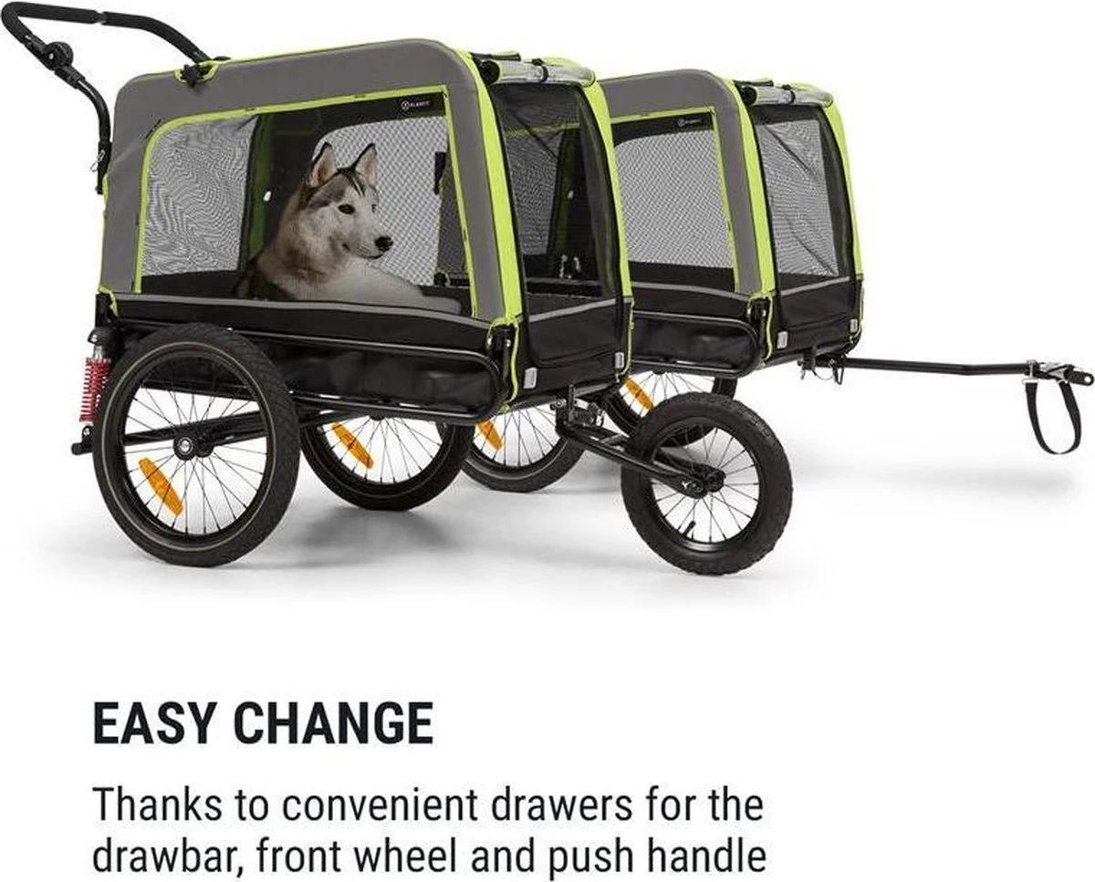 Klarfit Husky Vario 2-in-1 Hondenfietskar Hondenbuggy 240 Liter - Past Bij Alle Fietsen Met 26-28"- 600D Oxford Canvas 3 Klarfit Husky Vario 2-in-1 Hondenfietskar Hondenbuggy 240 Liter - Past Bij Alle Fietsen Met 26-28"- 600D Oxford Canvas - Afbeelding 3