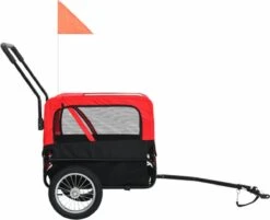 VidaXL Huisdierenfietskar 2-in-1 Aanhanger En Loopwagen Rood En Zwart -Huisdierbenodigdheden 1200x977 1