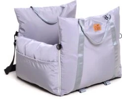 Dogs&Co Luxe Honden Autostoel Royal+ Grijs Waterproof - Zeer Luxe Hondenmand Voor In De Auto - Comfortabele Honden Autozitje - Veilig Auto Bench Voor Puppy En/of Hond