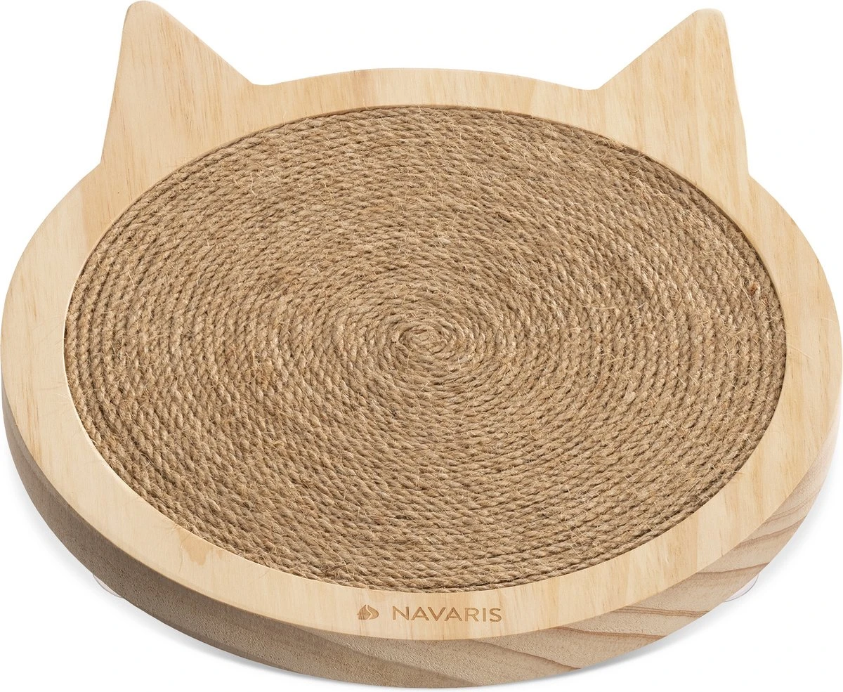 Navaris Houten Krabplank Voor Katten - Krabmat Van Hout En Sisal Voor Aan De Muur - In De Vorm Van Een Kattenkop - Te Bevestigen Met Zuignappen 1 Navaris Houten Krabplank Voor Katten - Krabmat Van Hout En Sisal Voor Aan De Muur - In De Vorm Van Een Kattenkop - Te Bevestigen Met Zuignappen
