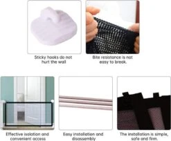 Merkloos ACE Pets – Oprolbaar Hondenrek Voor Binnen - Traphekje Hond Zonder Boren - Veiligheidshek Deurhekje - 180 X 72 Cm - Zwart -Huisdierbenodigdheden 1200x992 7