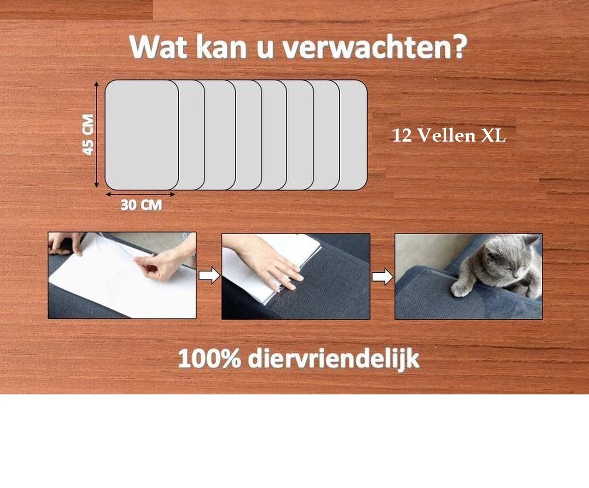 Merkloos Huisdieren Meubelbescherming - 12 STUKS XL + Krabtape Teststrip - EXTRA GROOT (45 X 30CM) - Krab Beschermer Katten - Anti Krab Katten - Krabpaal - Bescherming Tegen Krabschade - Antikrabben - Bankbeschermer - Bankbescherming 4 Merkloos Huisdieren Meubelbescherming - 12 STUKS XL + Krabtape Teststrip - EXTRA GROOT (45 X 30CM) - Krab Beschermer Katten - Anti Krab Katten - Krabpaal - Bescherming Tegen Krabschade - Antikrabben - Bankbeschermer - Bankbescherming - Afbeelding 4