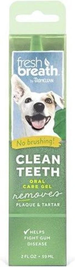 Tropiclean Fresh Breath Clean Teeth Oral Care Gel - Gebitsverzorging - Mint 59 Ml -Huisdierbenodigdheden 337x1200