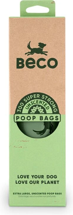 Beco Poop Bags - Hondenpoepzakjes Op Rol 300 Stuks - Groot En Sterk - Beco Pets - 300 Stuks -Huisdierbenodigdheden 409x1200