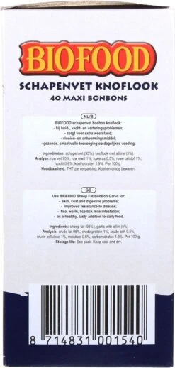 Biofood Schapenvet Maxi Bonbons - Knoflook - 40 Stuks -Huisdierbenodigdheden 572x1200 2