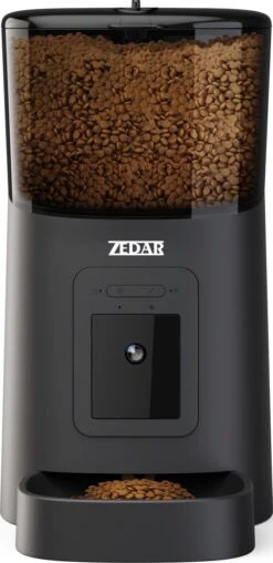 Automatische Voerbak Kat En Hond Zwart - Met Verstelbare Camera - Voerautomaat Met Smartphone Besturing - Voerinhoud 6 Liter - Voerdispenser - Zedar A900 -Huisdierbenodigdheden 583x1200