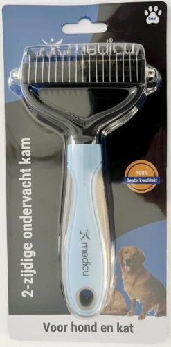 Hondenkam 2-Zijdige Voor Ondervacht - Kattenkam - Voorkomt Haaruitval - Verwijdert Klitten - MEDICU ® Premium Quality -Huisdierbenodigdheden 591x1200