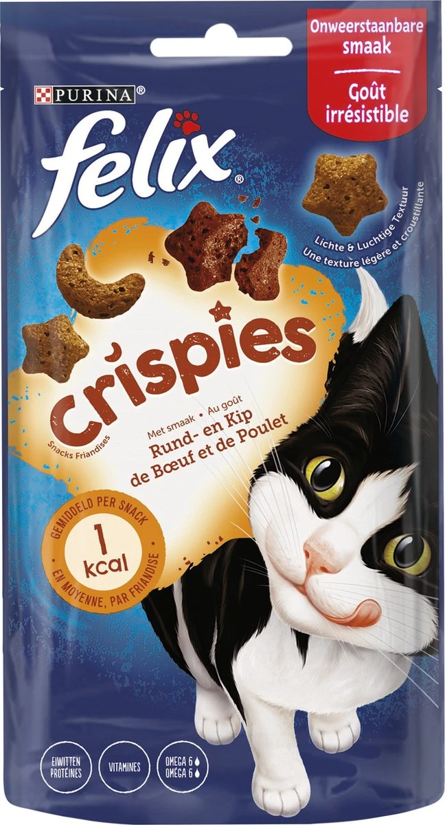 Felix Crispies - Kattensnacks Rund & Kip - 8 X 45g 1 Felix Crispies - Kattensnacks Rund & Kip - 8 X 45g