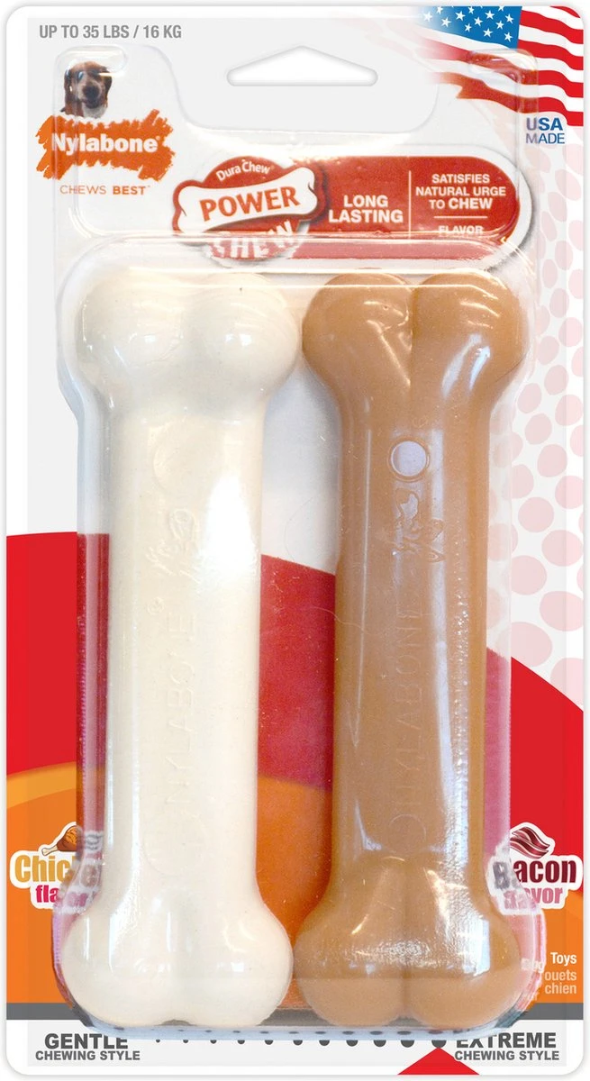 Nylabone Dura Chew Twin Pack Bacon & Chicken Bone Wolf 1 Nylabone Dura Chew Twin Pack Bacon & Chicken Bone Wolf
