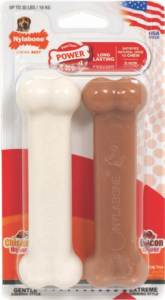 Nylabone Dura Chew Twin Pack Bacon & Chicken Bone Wolf 4 Nylabone Dura Chew Twin Pack Bacon & Chicken Bone Wolf - Afbeelding 4