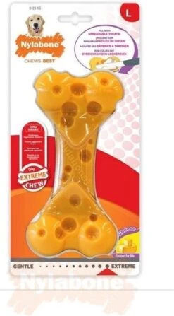 Nylabone Extreme Kauwbot Met Kaassmaak - Voor De Krachtigste Kauwers - Vulbaar Met Smeersels Zoals Pindakaas - XS/M/L - Large -Huisdierbenodigdheden 663x1200 3