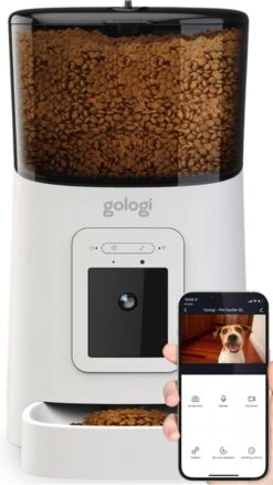 Gologi Automatische Voerbak Kat - Voerbak - Voerautomaat Voor Honden & Katten - Voerdispenser - Met Full HD Camera - Met App - Wit