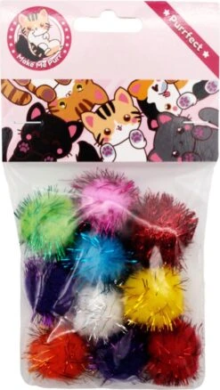 Make Me Purr Glitter Pompon Ballen (10 Stuks) - Kattenspeeltjes - Kattenspeelgoed - Speelgoed Voor Katten - Kat Speeltje Bal - Kitten Speeltjes Balletjes -Huisdierbenodigdheden 677x1200 2