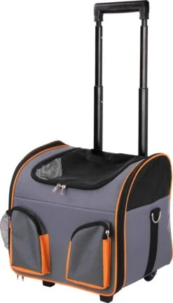 Pawise Luxe Katten En Honden Trolley Tot 7kg - Reismand – Grijs – Telescopisch Handvat – Met Doorkijkvensters En Opbergvakken – Optimale Ventilatie -Huisdierbenodigdheden 685x1200 2