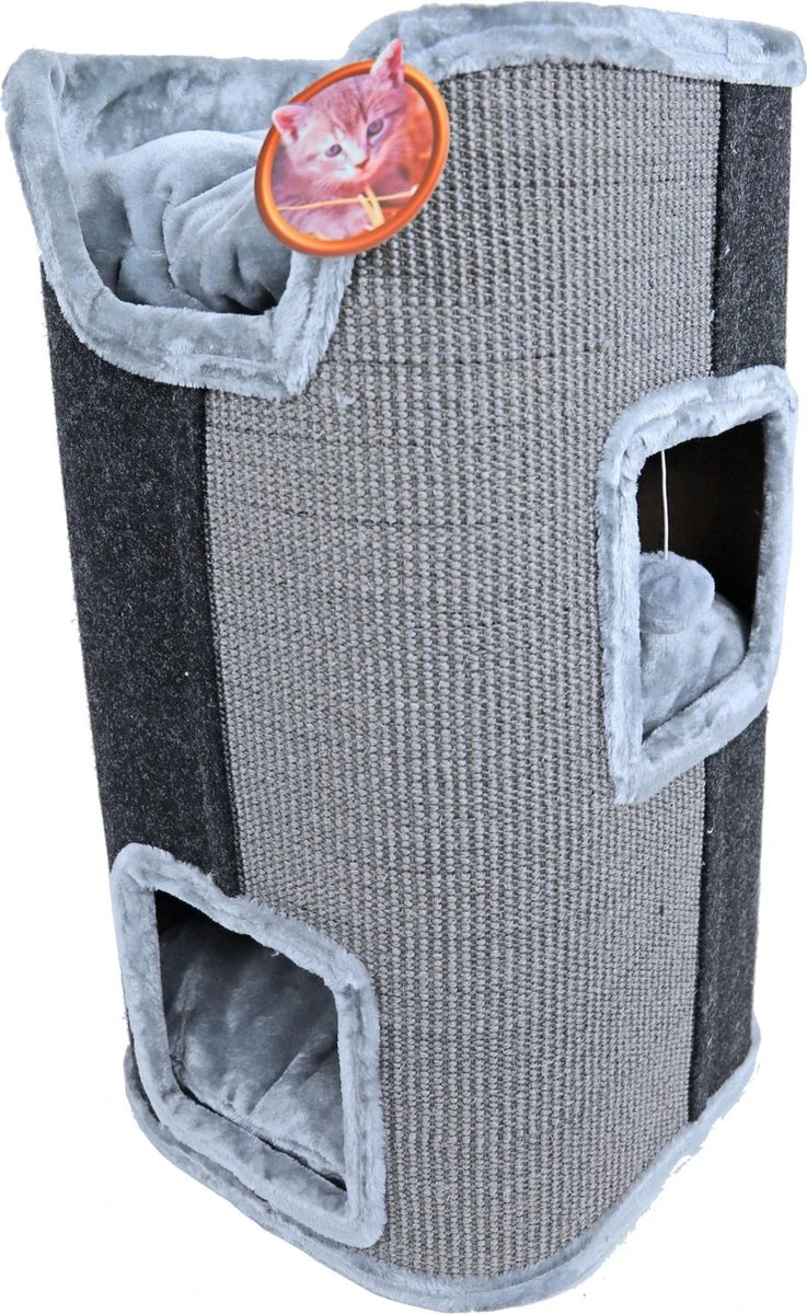 Katten Krab/klimmeubel Met 2 Gaten 75 Cm Grijs/zwart - Krabpaal - Krabton 1 Katten Krab/klimmeubel Met 2 Gaten 75 Cm Grijs/zwart - Krabpaal - Krabton