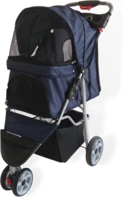 Topmast Modern - Hondenbuggy - Donkerblauw - Inklapbare - 3 Wielen - Comfort Buggy