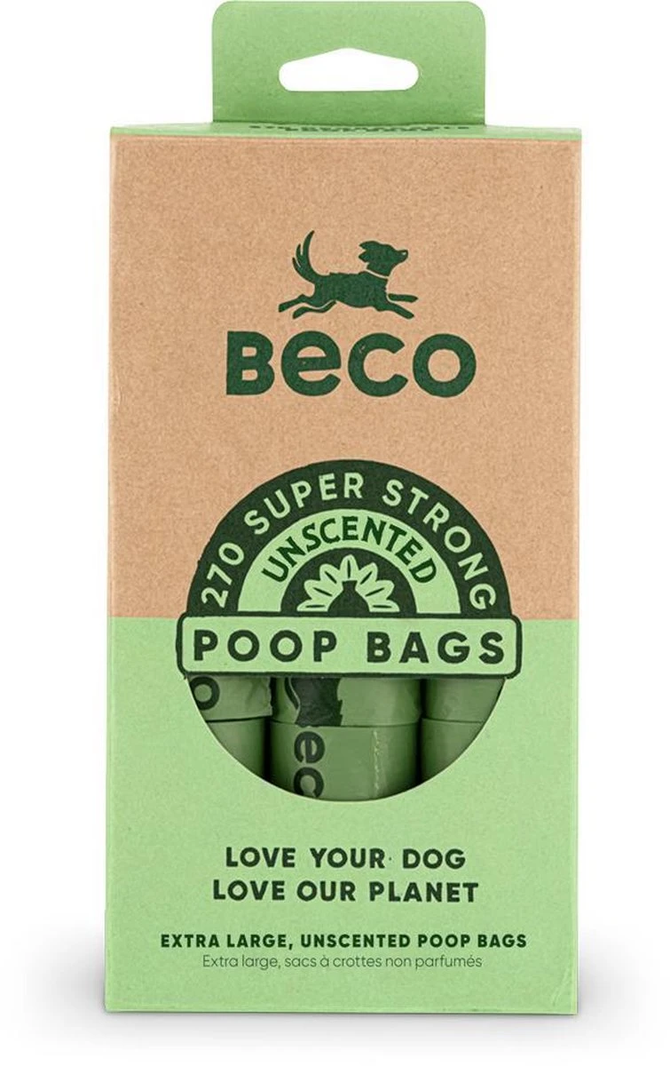 Beco Pets Duurzame Hondenpoepzakjes - Groot & Sterk - 270 Stuks (18 X 15) 1 Beco Pets Duurzame Hondenpoepzakjes - Groot & Sterk - 270 Stuks (18 X 15)