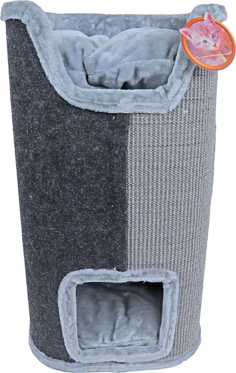 Katten Krab/klimmeubel Met 2 Gaten 75 Cm Grijs/zwart - Krabpaal - Krabton 2 Katten Krab/klimmeubel Met 2 Gaten 75 Cm Grijs/zwart - Krabpaal - Krabton - Afbeelding 2