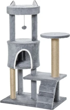 PawHut Krabpaal Kattenboom Met Kattengrot Trap Spaanplaat Jute Grijs D30-360 21 PawHut Krabpaal Kattenboom Met Kattengrot Trap Spaanplaat Jute Grijs D30-360 -Huisdierbenodigdheden 774x1200 15