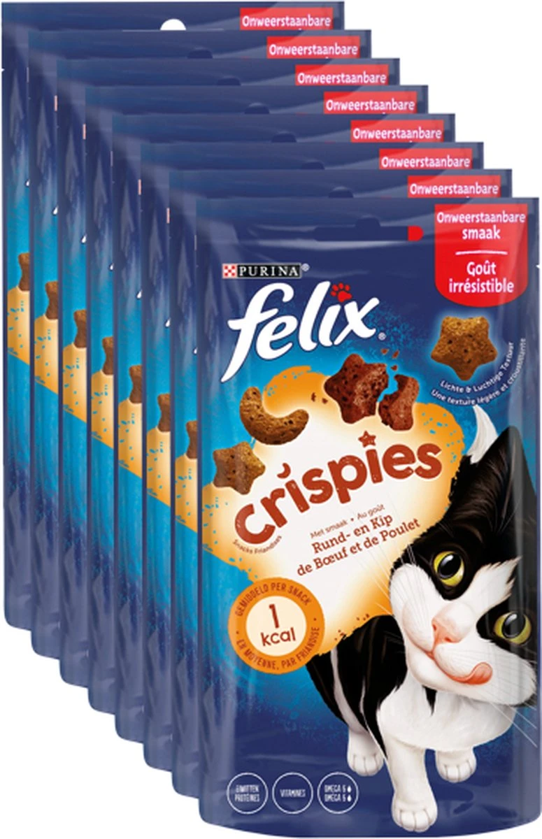 Felix Crispies - Kattensnacks Rund & Kip - 8 X 45g 2 Felix Crispies - Kattensnacks Rund & Kip - 8 X 45g - Afbeelding 2