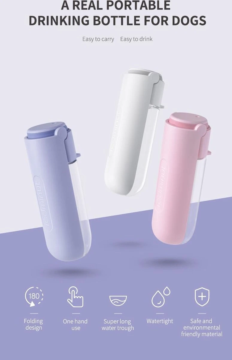 Vouwbare Honden Waterfles 420ml - Honden Fles Water - Honden Bidon - Honden Drinkfles - Paars 9 Vouwbare Honden Waterfles 420ml - Honden Fles Water - Honden Bidon - Honden Drinkfles - Paars - Afbeelding 9
