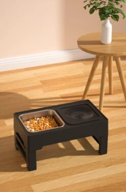Voerbak Hond - In Hoogte Verstelbaar - Rvs Voerbak - Hondenvoerbak - Voerbak Hond Met Standaard - Voerbak Dubbel - Anti Schrokbak Hond - Drinkbak Hond - Honden - Kattenbak - Slow Feeder - Hond - Kat - Hondenmand - Hondenvoer - Kattenvoer - Zwart