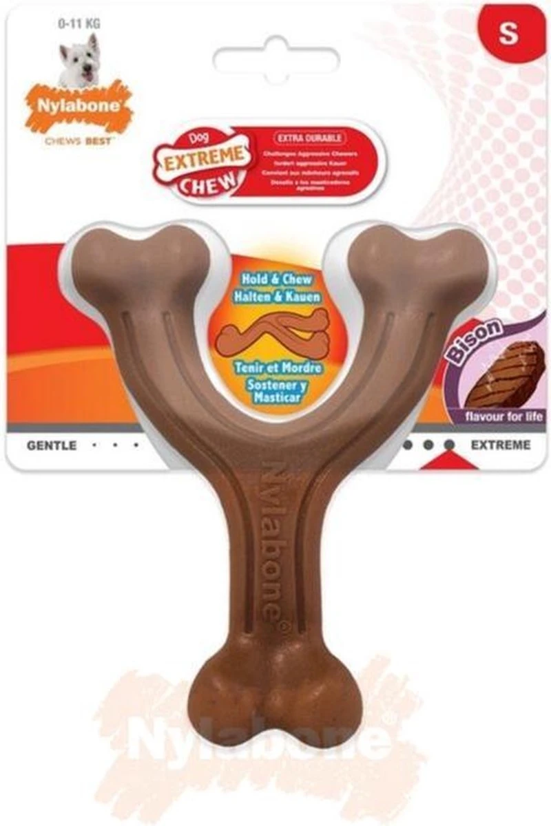 Nylabone Extreme Kauwbot Vorkbeen - Voor De Krachtigste Kauwers - Bizon Of Kipsmaak - S/M/L - Smaak: Bizon, Maat: Large 11 Nylabone Extreme Kauwbot Vorkbeen - Voor De Krachtigste Kauwers - Bizon Of Kipsmaak - S/M/L - Smaak: Bizon, Maat: Large - Afbeelding 11