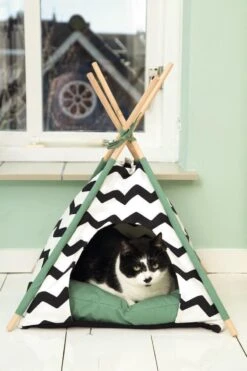 Beeztees Kioni Tipi Tent - Kattenhuis - Zwart/Wit - 50x50x70 Cm -Huisdierbenodigdheden 800x1200 67