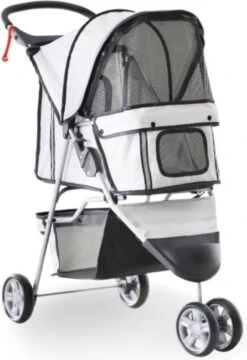 Zenzee - Hondenbuggy - Honden Buggy - Hondentrolley - Hondenwagen - Opvouwbaar - Parkeerrem - Opbergruimte - Grijs