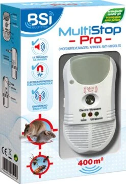 BSI - Multistop Pro - Ongedierteverjager Met 3-voudige Werking: Ultrasoon + Elektromagnetisch + Ioniserend - Ongediertebestrijding - Onhoorbaar Voor Mens - Bereik Tot 300 M² -Huisdierbenodigdheden 826x1200 1