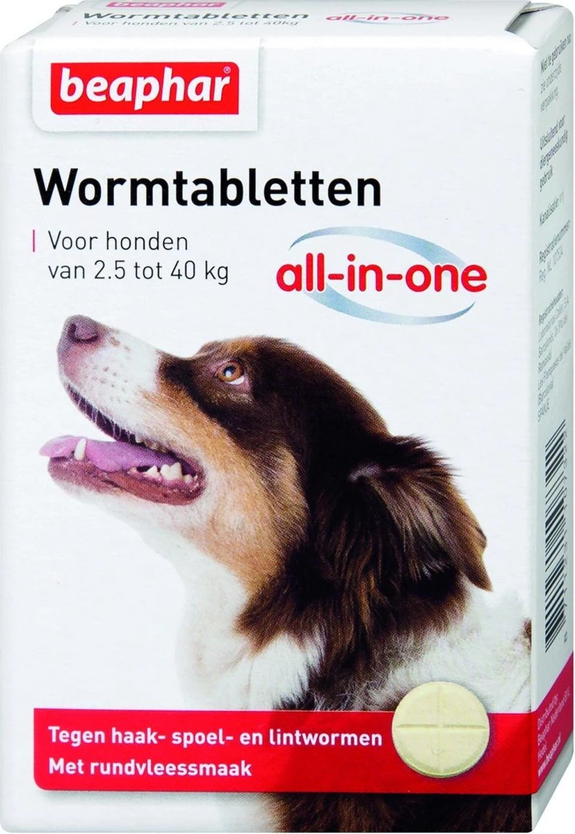Beaphar All In One Ontwormingsmiddel - Hond 2.5-40 Kg - 4 Tabletten 3 Beaphar All In One Ontwormingsmiddel - Hond 2.5-40 Kg - 4 Tabletten - Afbeelding 3